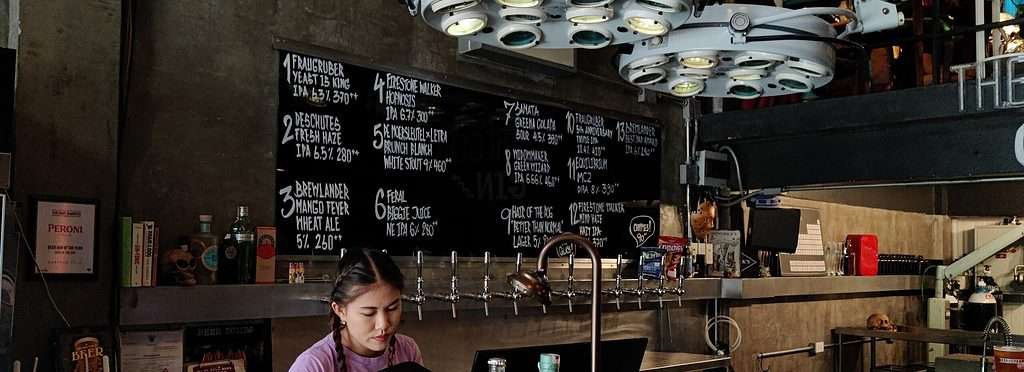 Hair of the Dog Phrom Phong craft beer bar tap wall in Bangkok Thailand