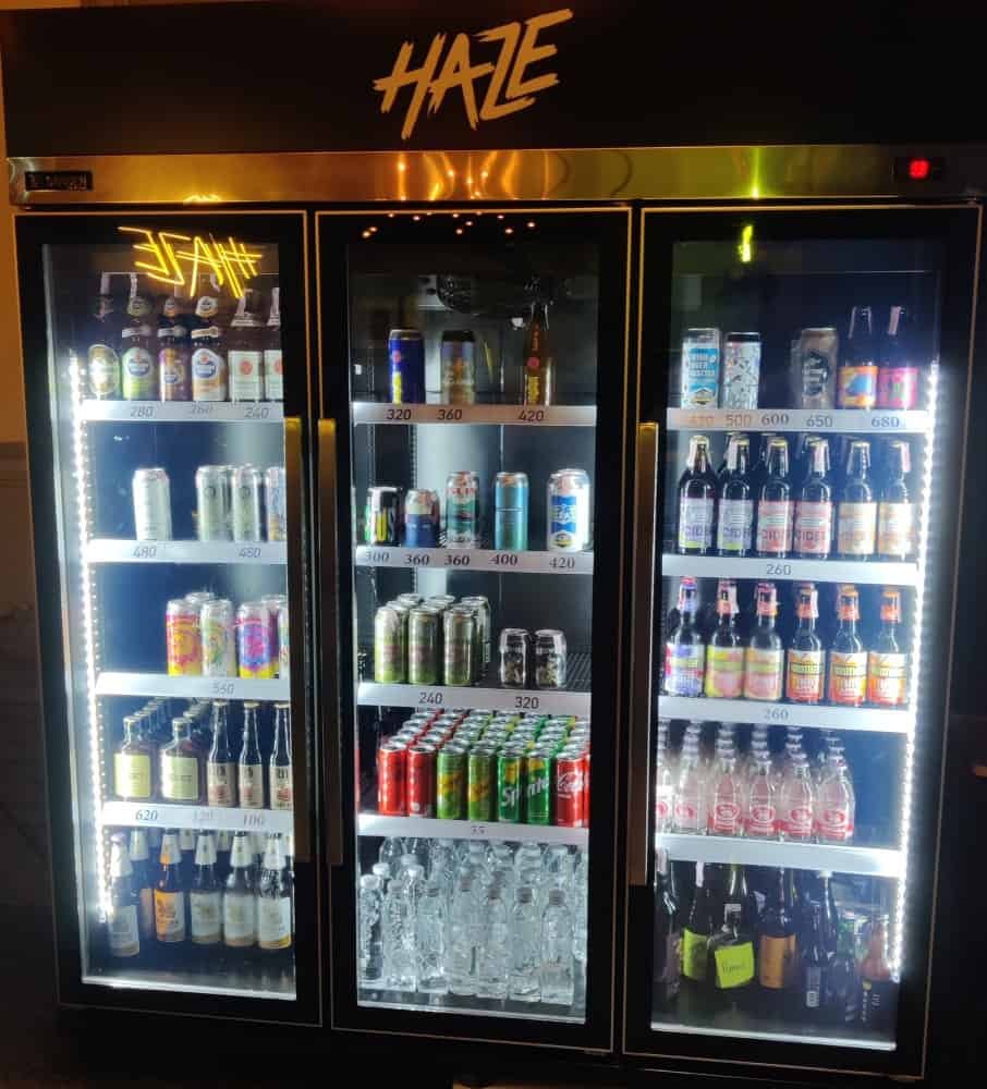 View of the beer fridge at Haze in Bangkok Thailand. many local craft beers.