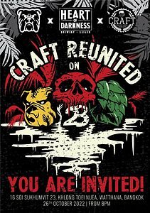 A graphic poster advertising the Heart of Darkness brewery tap takeover at Craft beer bar in Bangkok Thailand.