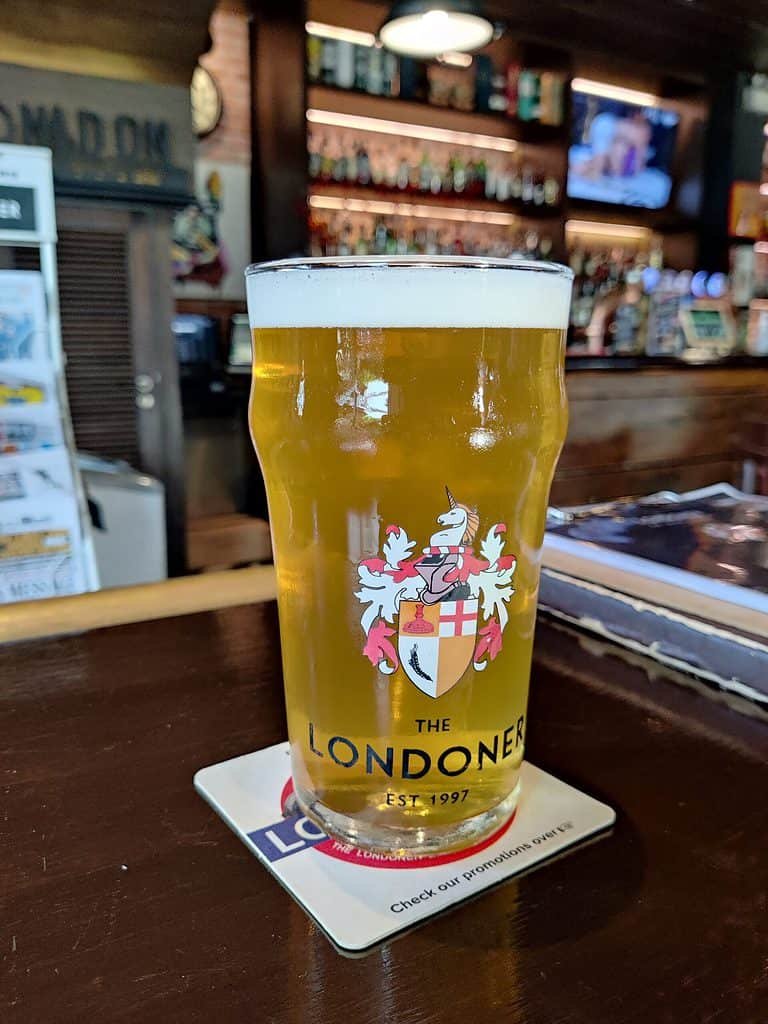 Imperial pint of pilsner at Londoner Brew Pub Bangkok Thailand