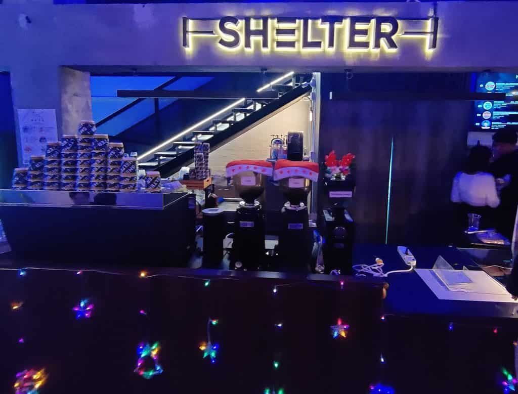 Shelter's coffee bar dressed for the holidays