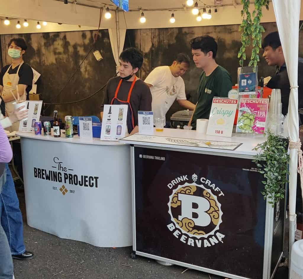 The Brewing Project and Beervana booth at Beer Days craft beer fest at the Jam Factory in Bangkok 