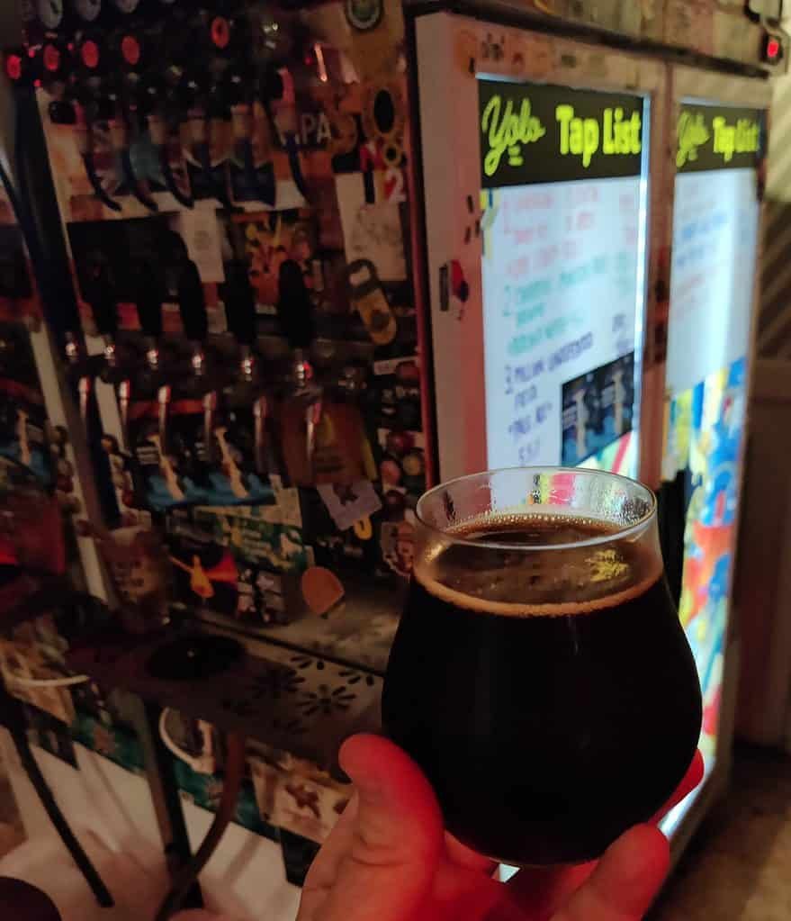 Pin of beer poured at Yolo craft beer bar in Bangkok Thailand