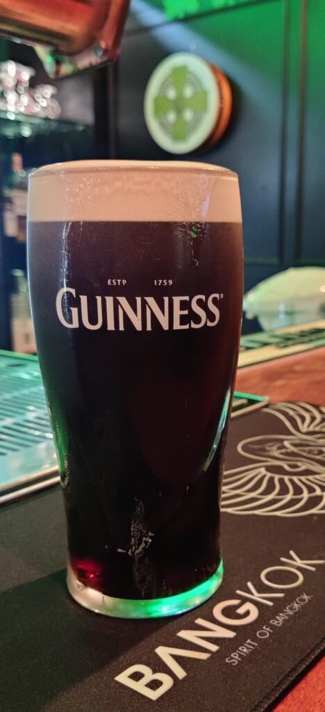 Pint of Guinness served at O'Malley's Irish Bar in Bangkok Thailand.