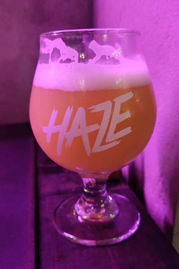 beer glass of IPA at Haze craft beer bar  in July 2023
