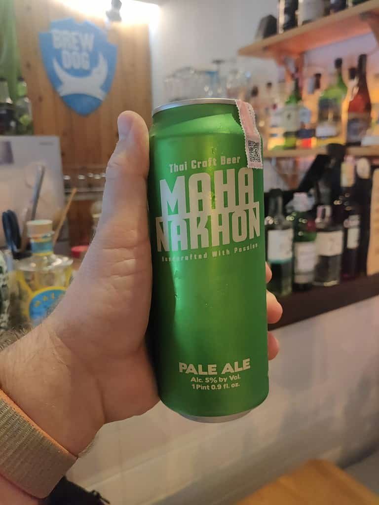 Tall can of Mahanakon Pale Ale of Thailand at Feat Lab craft beer bar in Bangkok