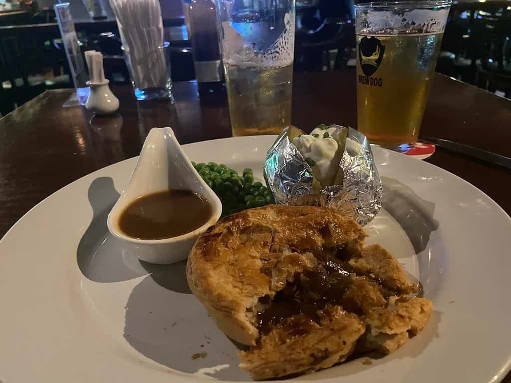 Steak and Guinness Pie at O'Malley's Irish bar in Bangkok