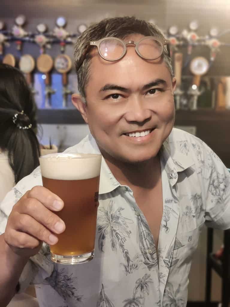 Warehouse Bar by Jaang craft beer in Bangkok Thailand. 
Picture of the man himself behind the beer and the bar, Jaang. 