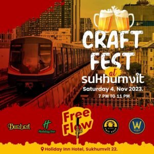 Craft Fest Sukhumvit poster for Bangkok Thailand Includes Burbrit from Myanmar, Chit Beer from Bangkok, and Wizard Brewing
