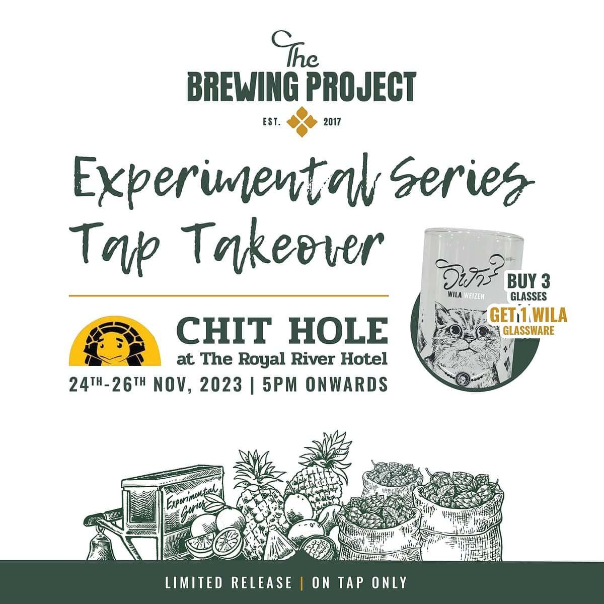 Brewing Project is doing an experimental Series tap takeover at Chit Hole. Thai craft beer