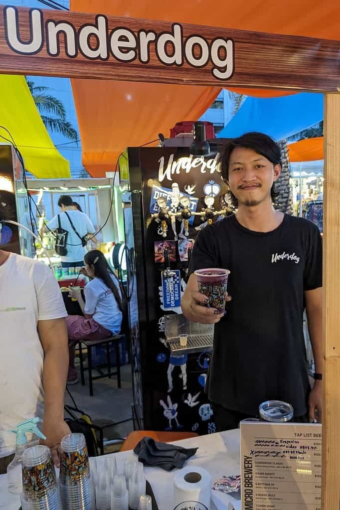 Underdog Microbrewery serving their cherry cider at the Craft Beer Association of Thailand event 