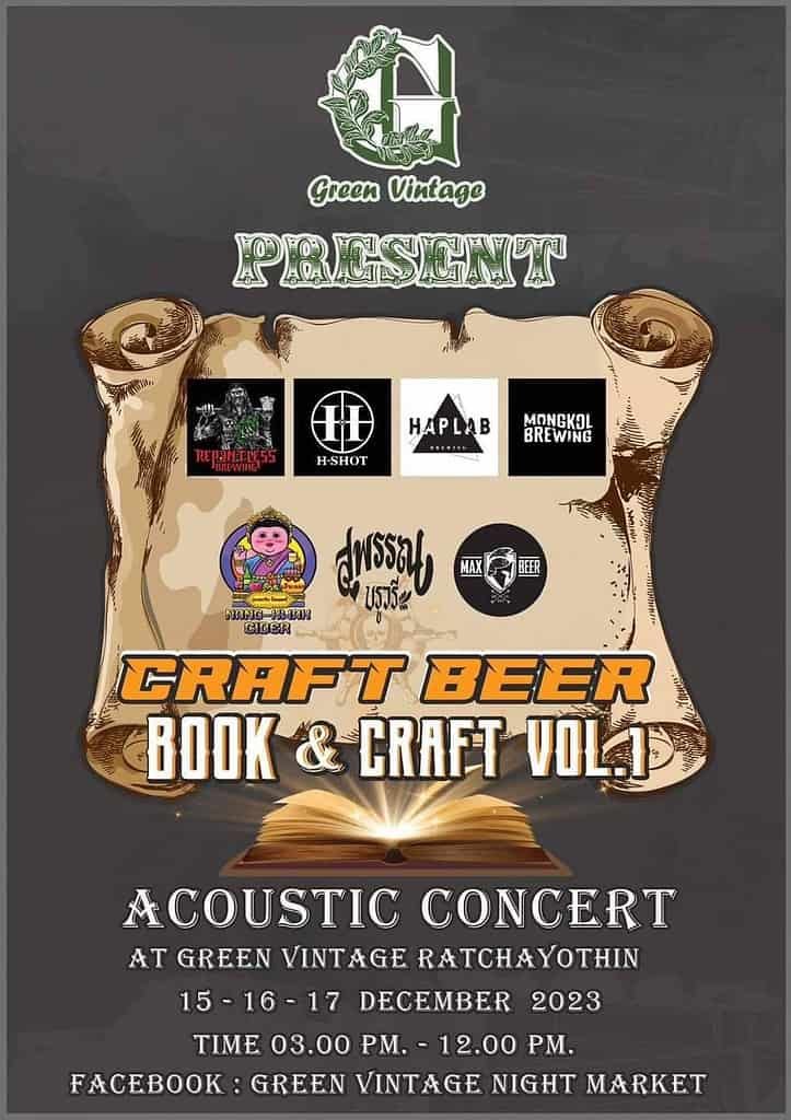 Green Vintage craft beer and books event in Bangkok Thailand