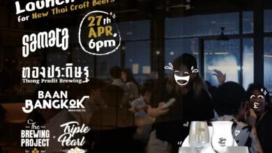 Event poster for new Thai craft beer launch at Com'on bar in Bangkok, Thailand. Breweries include Samata, Thong Pradit, Baan Bangkok, Triple Pearl, and the Brewing project.