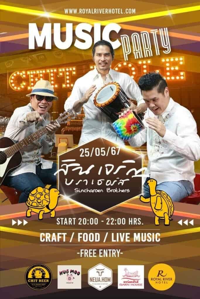 Chit Hole at Royal River Hotel Music Party event flyer in Bangkok Thailand.