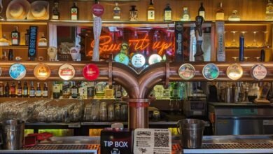 The bar and craft beers available at Bang Bang Burgers in Bangkok Thailand