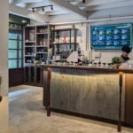 View of the counter and menu at Pakalolo Cafe - Tha Tian; Cannabis and Craft beer shop in Bangkok Thailand