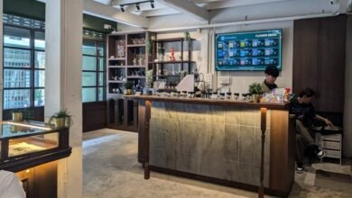 View of the counter and menu at Pakalolo Cafe - Tha Tian; Cannabis and Craft beer shop in Bangkok Thailand