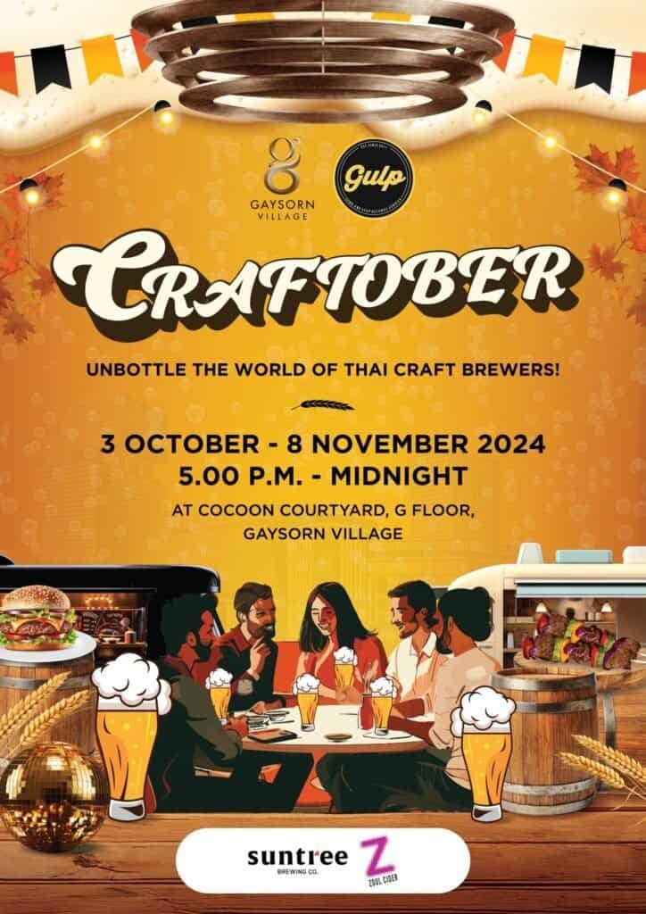 Craftober event poster serving local beer in Central Bangkok; edited by Bangkok Beer Guide