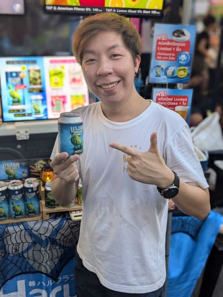 Haru Craft  can IPA at a craft beer event in Bangkok Thailand, for the Bangkok Beer Guide