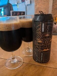 2 glasses of dark stout beer poured at Fat Cow, in Bangkok Thailand for the Bangkok Beer Guide