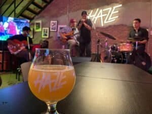 Beer in a goblet at Haze bar in Bangkok Thailand