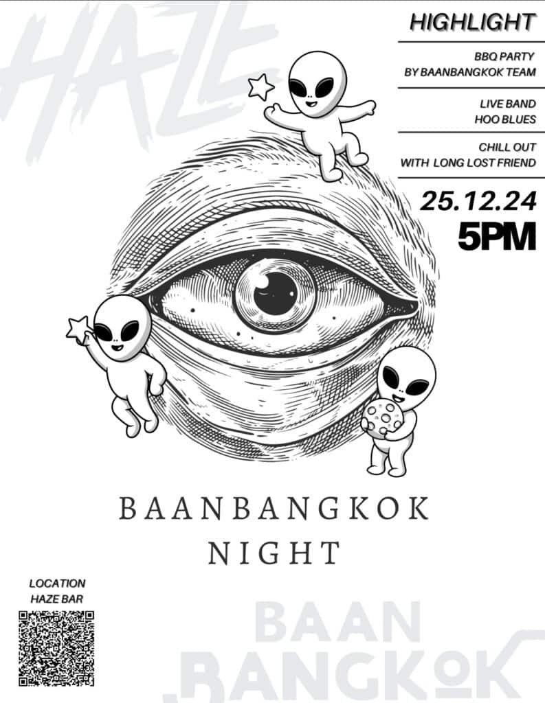 Baan Bangkok flyer for party Christmas night in Bangkok Thailand