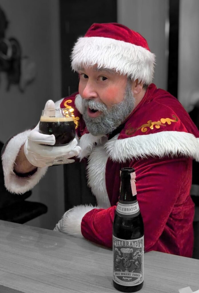 Santa Drinks beer - a Celebrator Dopplebock by Ayinger