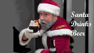 Santa Drinking a Celebrator Dopplebock by Ayinger