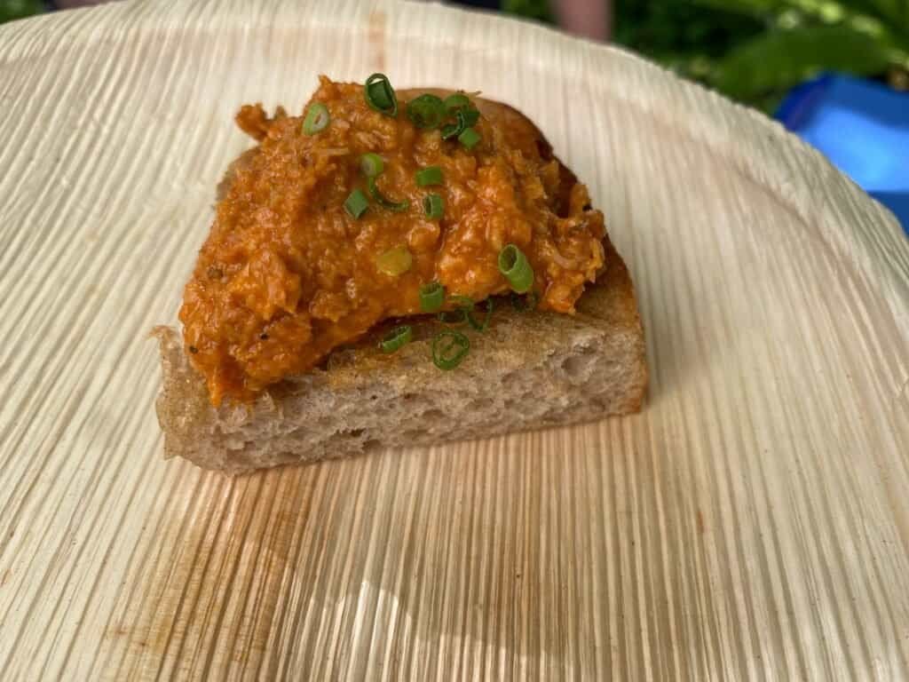  chorizo on bread at Chilli Fest 2025 in Bangkok Thailand; Kimpton Maa-Lai Hotel