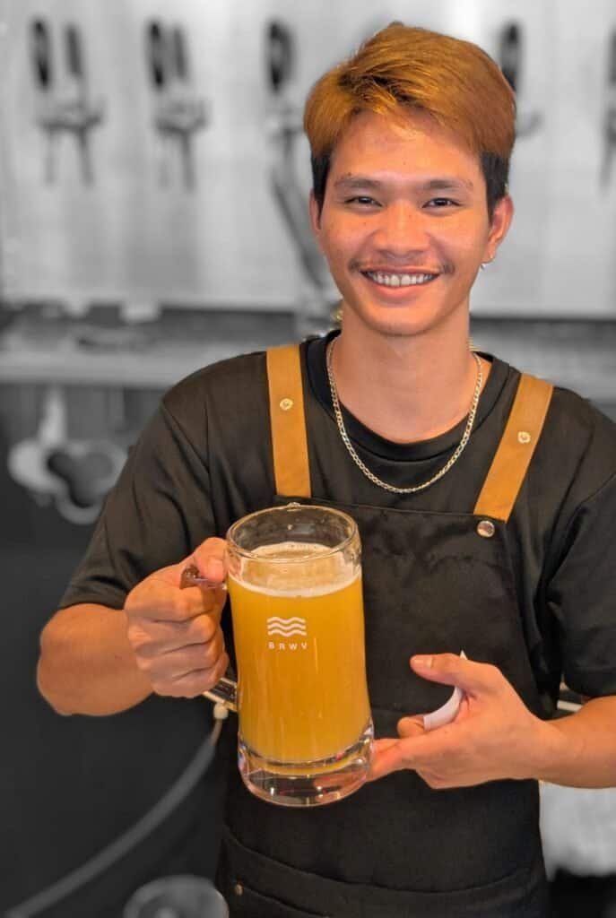 Serving a mug of beer at Brewave