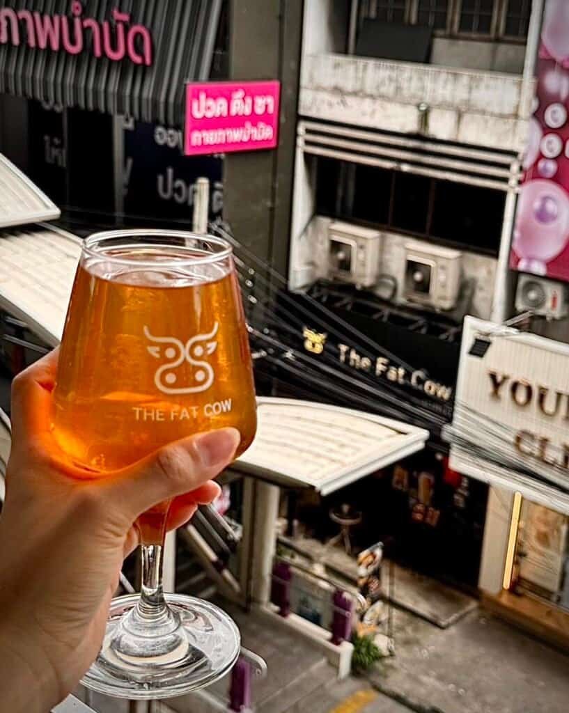 Fat Cow branded glass overlooking Fat Cow Bang Wa location