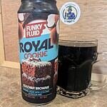 Can and glass of Coconut brownie stout by Funky Fluid, had in Bangkok Thailand