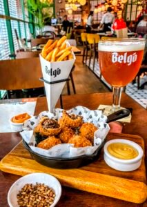 Belgo Belgian Brasserie - beer and fries and bitterballen on Belgian National Day