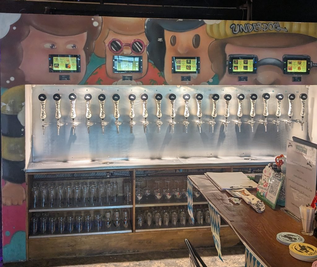 20 taps at Underdog Microbrewery Brew Pub